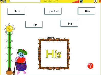 An illustration of a children's character with a shovel standing next to a tall flower. There is a word bank, with the word "His" selected within a large box.