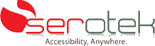 Serotek logo of company name and red circle with white curved stripe and Accessibility, Anywhere written below it.