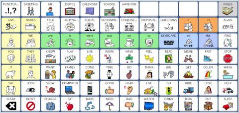 A large grid featuring many different symbols and icons with different colored backgrounds.
