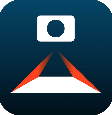 A dark blue background with a white and red graphic, consisting of a camera scanning a sheet of paper.