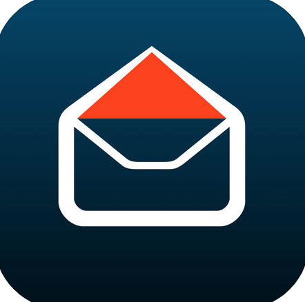 A dark blue background with a white and red envelope graphic.