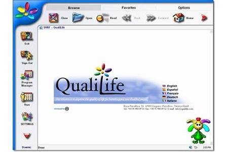 Window with two toolbars on the top and left hand side of the screen.