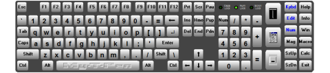 An on-screen digital keyboard. It resembles a standard, QWERTY-style keyboard with a number pad.