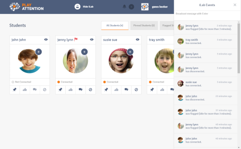 Screenshot of a software application displaying four different user profiles with photos, next to a list of contacts in the right sidebar.