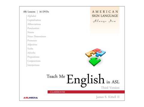 Large white square image of DVD cover with list of lesson topics along the top left and product name at the bottom left corner. An image of four different colored puzzle pieces with one piece slight removed is above the product name. Below the product name is the world classroom in a red bar.