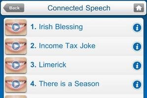 Screenshot of four options for connected speech samples.