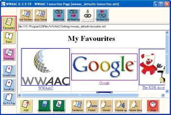 WWAAC Web browser favorites page.