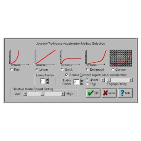 Grey software menu with various line graphs in red shown above various settings options.