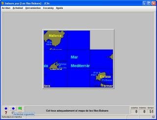 A blue and green map puzzle in a gray window.
