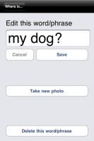 Mobile screen window where a user can edit a word or phrase.