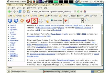 Toolbar with left and right arrow keys, refresh, stop symbol, home button, printer and settings.
