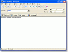 Screenshot of Easy Talking Notepad window with toolbar and textbox.