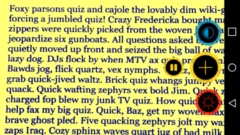 A screenshop of blue text on a yellow background with menu options to the right.