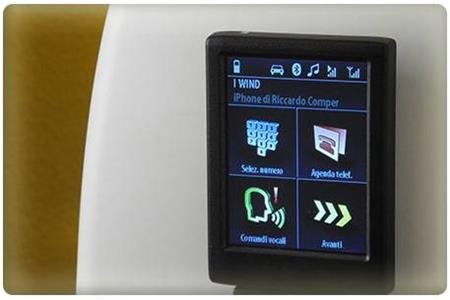 HIDOM menu on a rectangular device showing a 2x2 selection grid with icons in each.