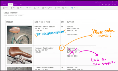 OneNote table.