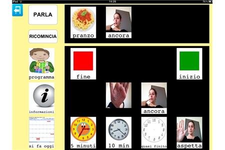 An AAC board with personalized photos.
