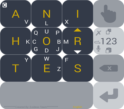 Three rows of 4 buttons with a bottom bar using a single bar, taking up 3 button spaces, with a single button on its right. 