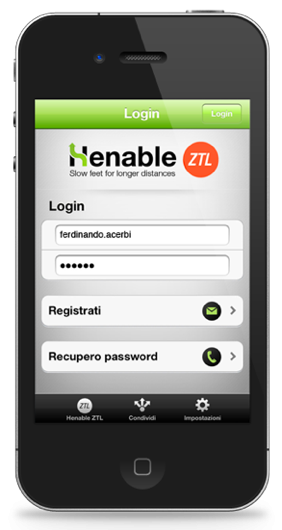 app login screen on smartphone