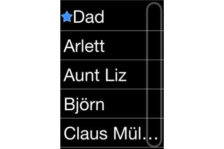Big Name's screen featuring a contact menu.
