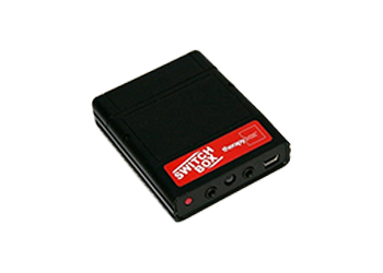 Rectangular switch box with a single button that would fit in a person's palm.
