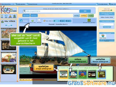 Kidiso browser with navigation panes to the left and right and menu options and search bar at the top.