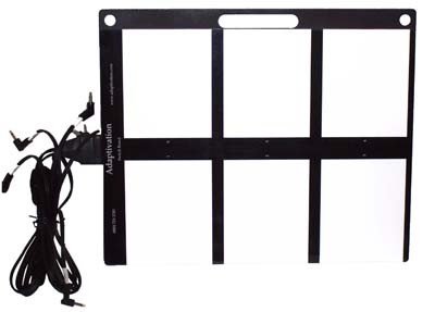 Switch board featuring 6 letter-sized panels in two rows of three, with connector attached.