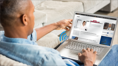 ScreenReader as seen on a laptop, with text from an article underlined in red and the word being read aloud outlined with a rectangle. 