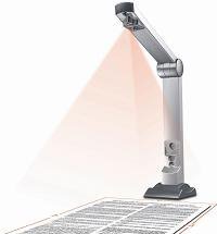 A free standing arm with a camera on the end which is placed above a document.