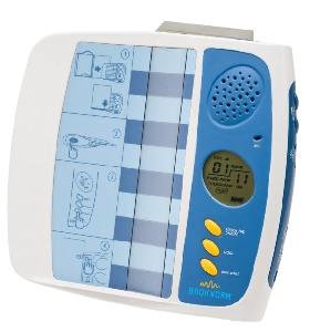 Device with small digital screen, control buttons and small speaker.