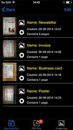 Screenshot of the files browser screen. 