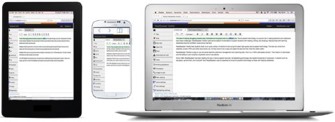 ReadSpeaker TextAid software displayed on a laptop, smartphone, and tablet.
