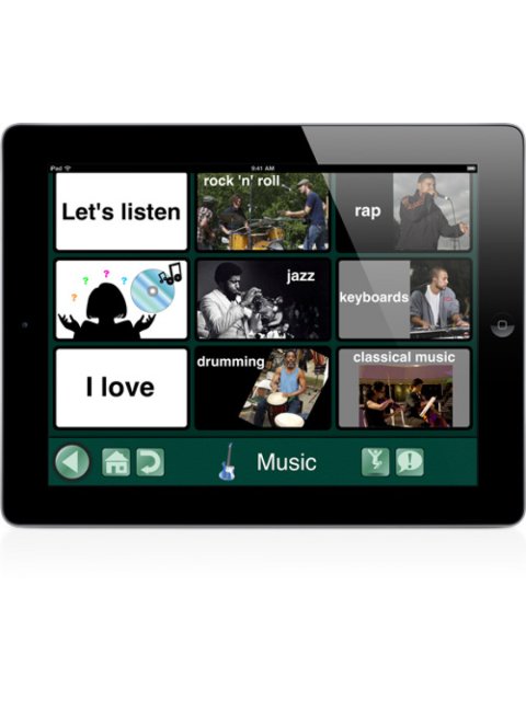 GoTalk NOW pictographic music menu.