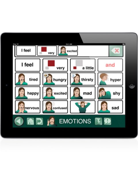 GoTalk NOW pictographic emotions menu.