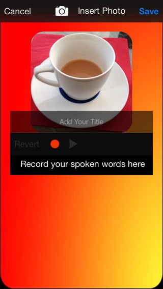 Adding photos and voice recording screen. 
