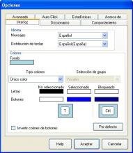 Tabs of menu options.
