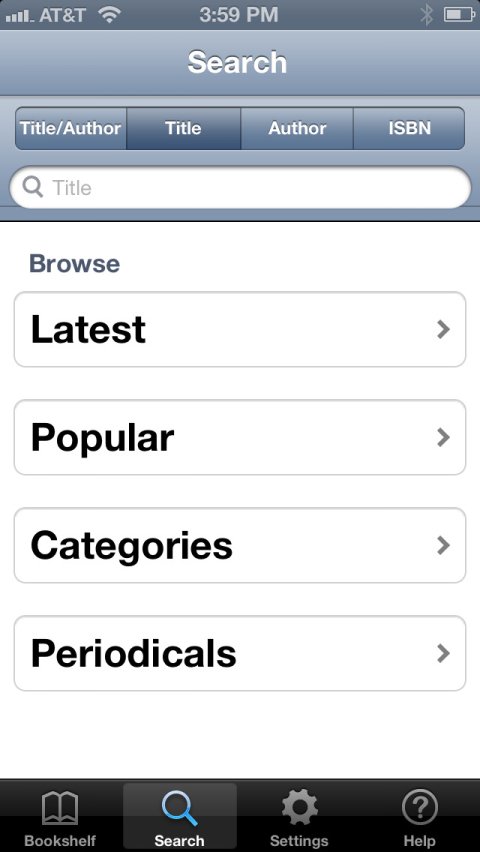 Read2Go on a smartphone displaying the search menu and Browse options.