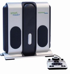 Smart Reader with the foldable document camera folded in and external control pad.