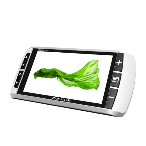 Small device the size and shape of a small, digital camera with a large screen and zoom increase and decrease buttons.