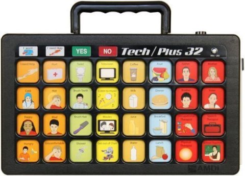 16 cells featured on a case with a carrying handle; each cell includes illustrations of people and objects with various text above them, such as "happy" and "television."