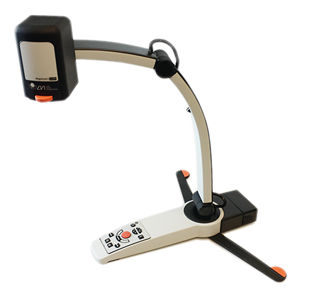 Camera mounted to long bendable mount, with space beneath for placing print materials.