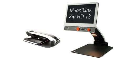 A free-standing, large screen featuring two knobs at the bottom-right. The same device is also shown collapsed into itself.