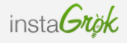 "Insta" in black text with "Grok" in green text on a white background.