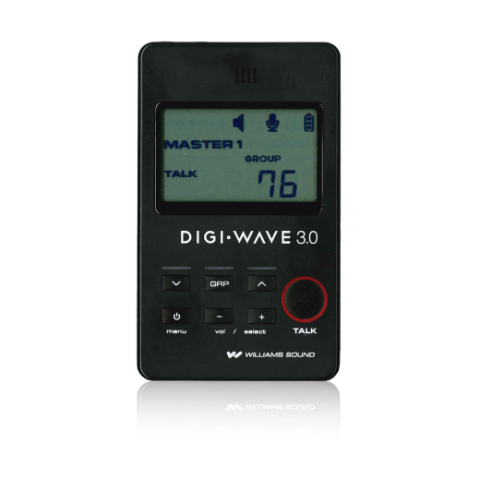 Small black device with larger LED screen and a circular control button at the bottom right and rectangular control buttons on the bottom half of the device.