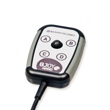 A gray, white, and black wired joystick with A, B, C, and D directions.
