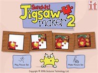 SwitchIt! Jigsaw Maker 2 home screen with an example of a picture being pieced together like a puzzle.