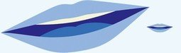 Mads logo, an illustration of a large and small smiling blue mouth.