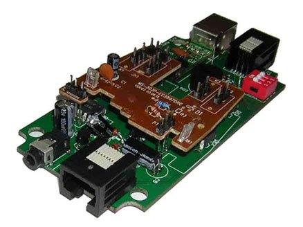 A circuit board with two ports.