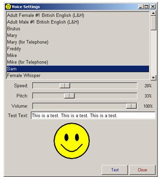 Sayz Me setting menu.