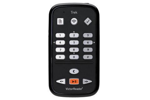 Handheld device the size and shape of a mobile phone with button on the front face. 