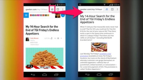 A screen shot of a smartphone being transformed into Read Mode.